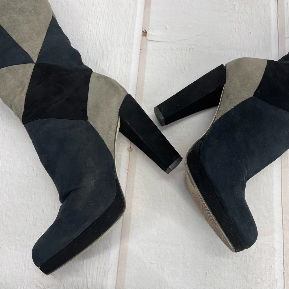 Madden Girl Deeon Knee High Block Heel Boots Women’s Size‎ 7 | Colorblock